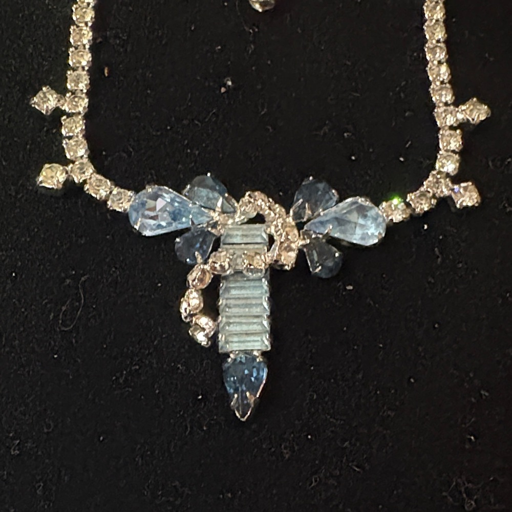 Dazzling Silver and Blue Crystal Necklace It’s Prom Time make it Timeless